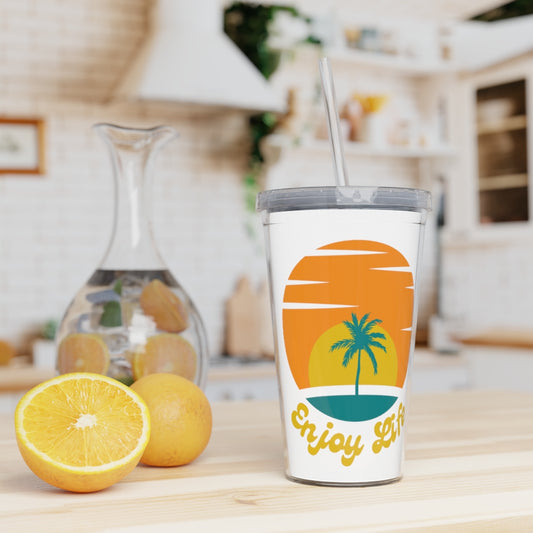 Enjoy Life Plastic Tumbler with Straw
