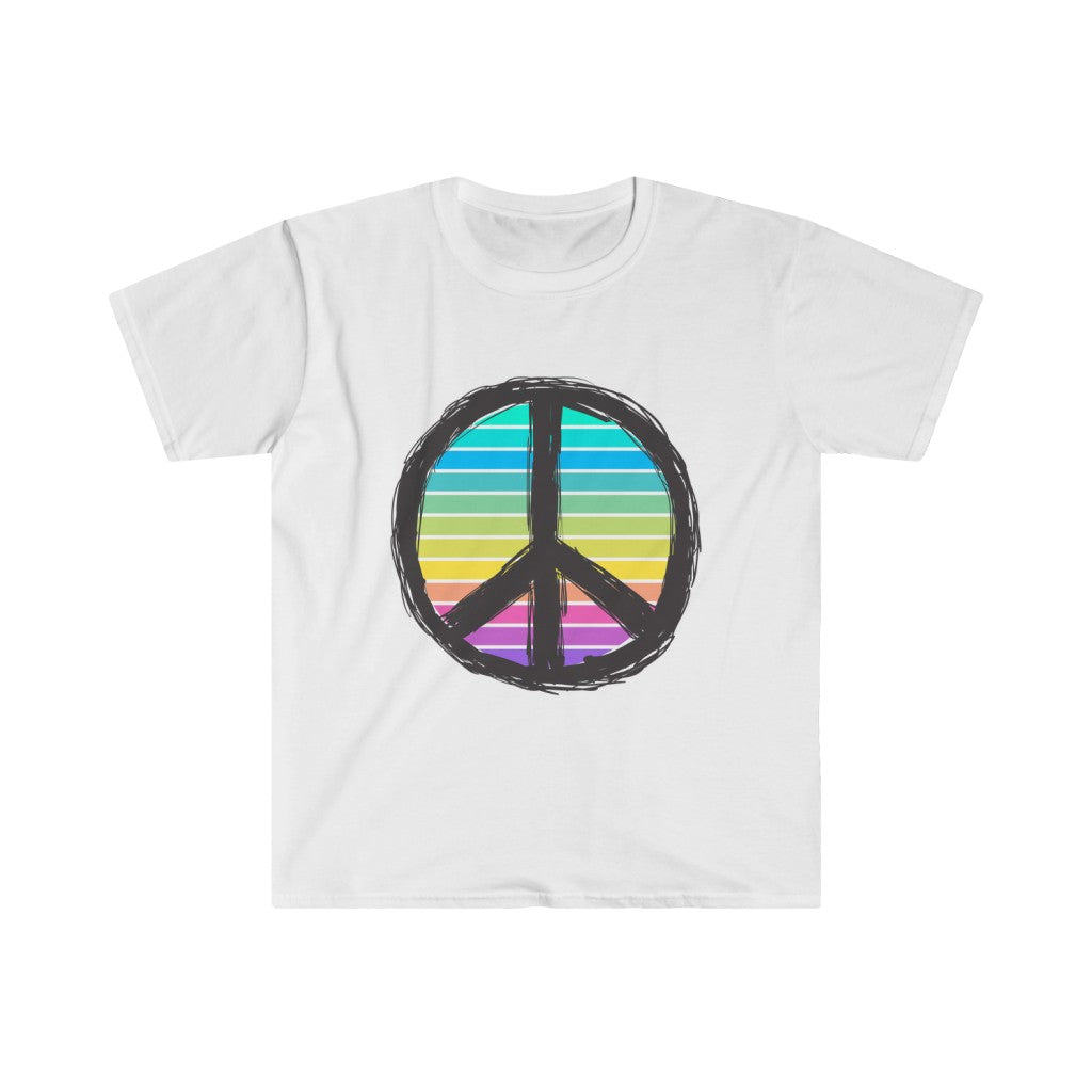 Rainbow Peace Sign Unisex Softstyle T-Shirt