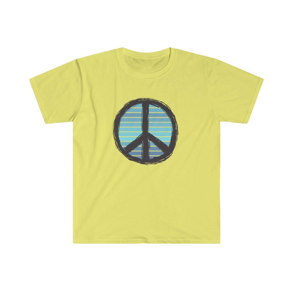 Blue Peace Sign Unisex Softstyle T-Shirt