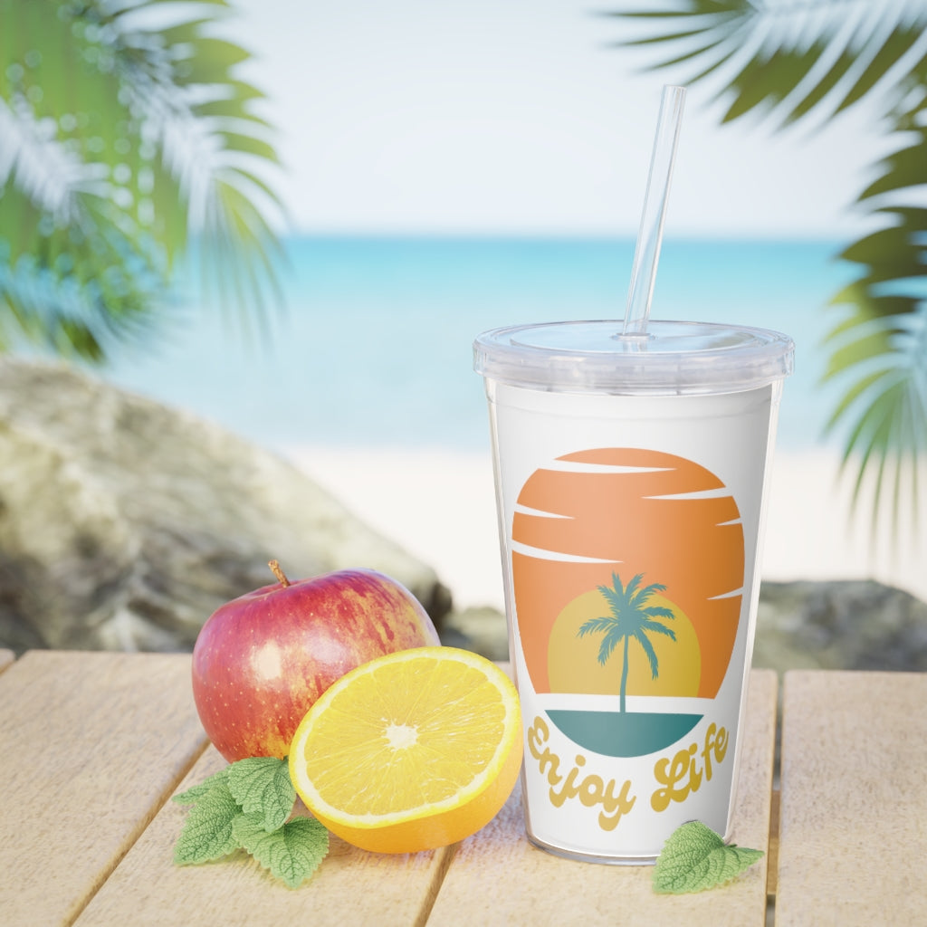 Enjoy Life Plastic Tumbler with Straw