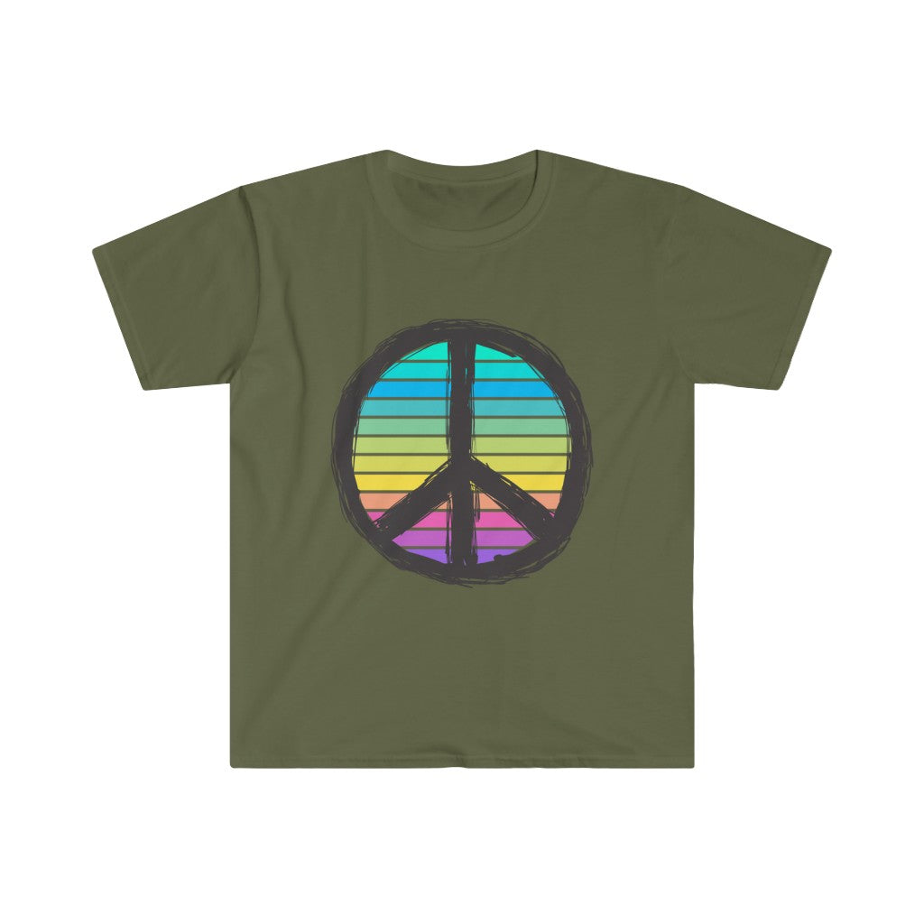 Rainbow Peace Sign Unisex Softstyle T-Shirt