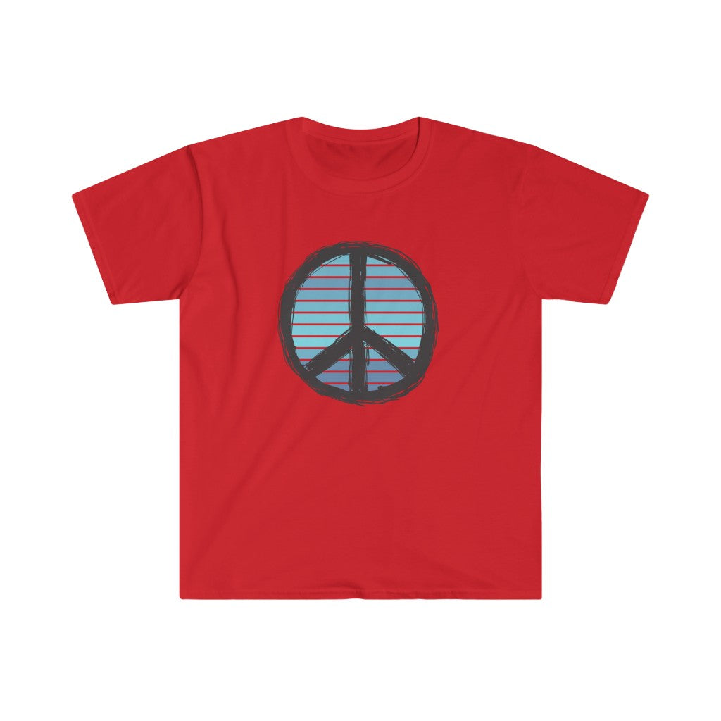 Blue Peace Sign Unisex Softstyle T-Shirt