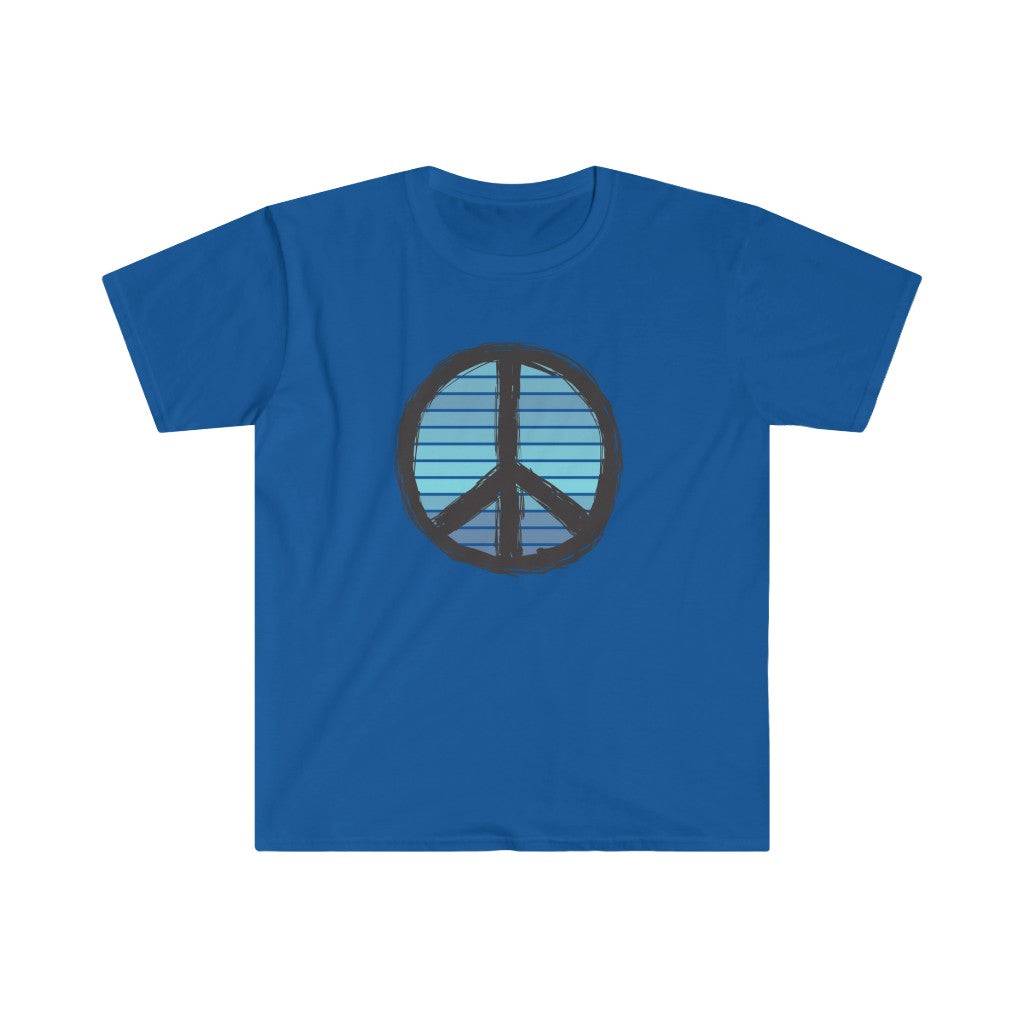 Blue Peace Sign Unisex Softstyle T-Shirt