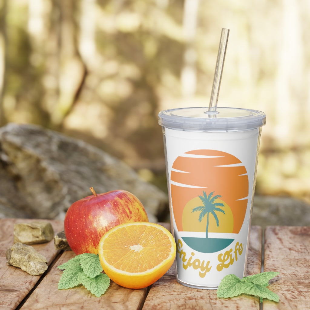 Enjoy Life Plastic Tumbler with Straw