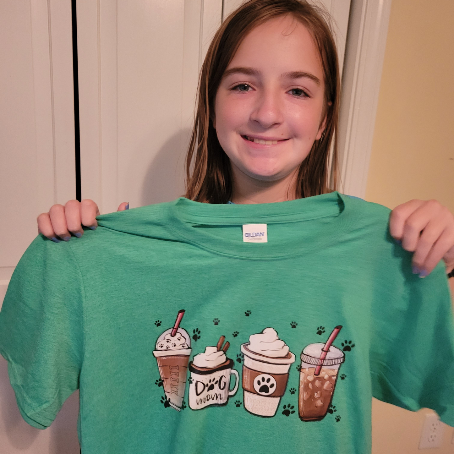 Dog Mom + Coffee on Forest Green Tee