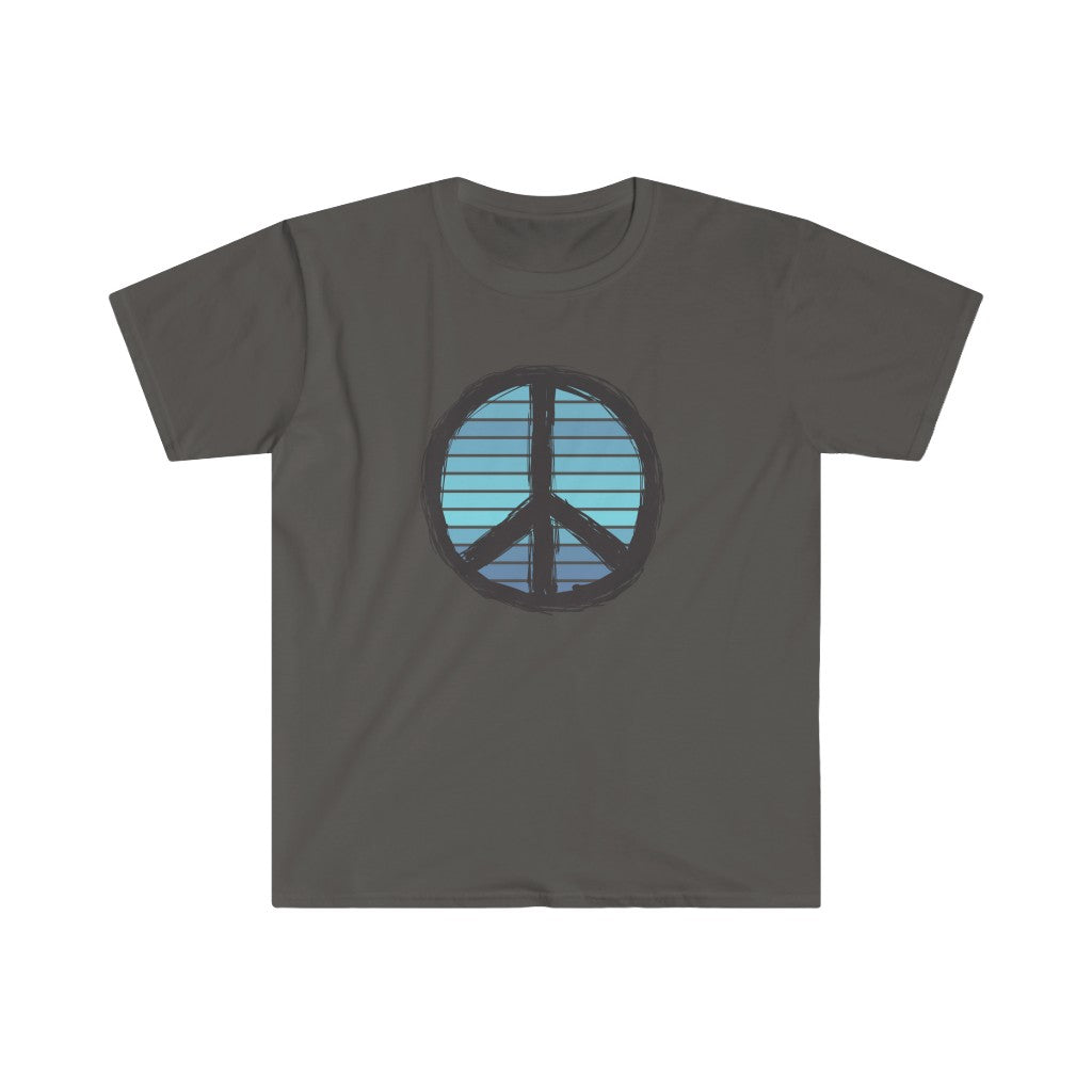 Blue Peace Sign Unisex Softstyle T-Shirt