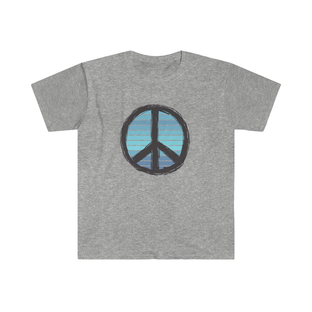 Blue Peace Sign Unisex Softstyle T-Shirt