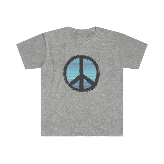 Blue Peace Sign Unisex Softstyle T-Shirt