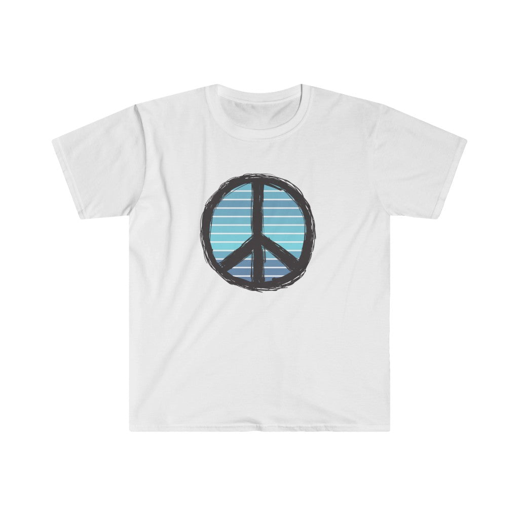 Blue Peace Sign Unisex Softstyle T-Shirt