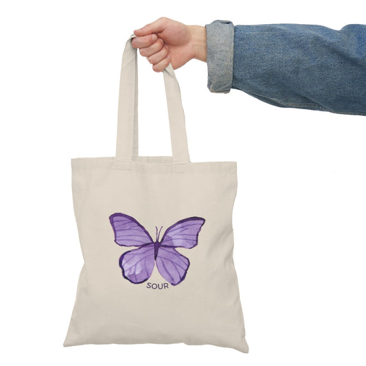 SOUR Purple Butterfly Natural Tote Bag
