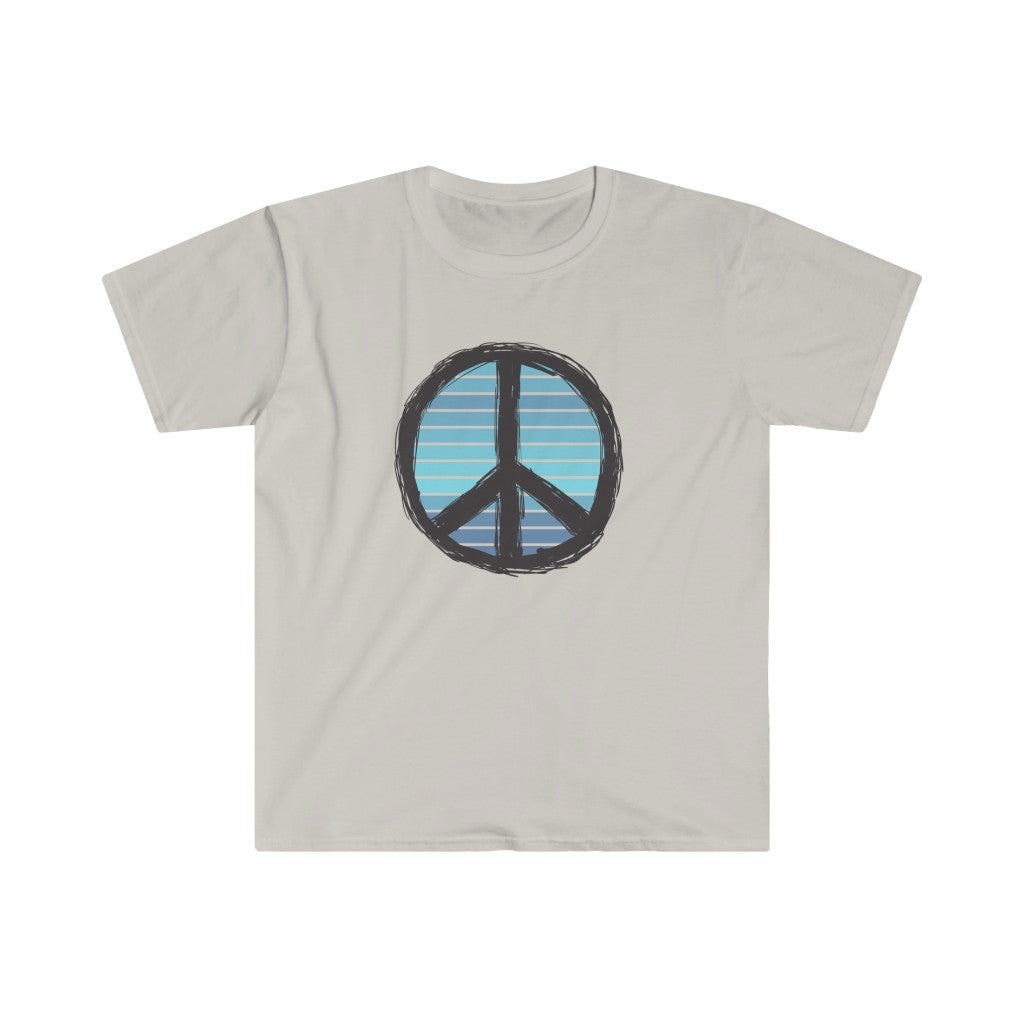 Blue Peace Sign Unisex Softstyle T-Shirt