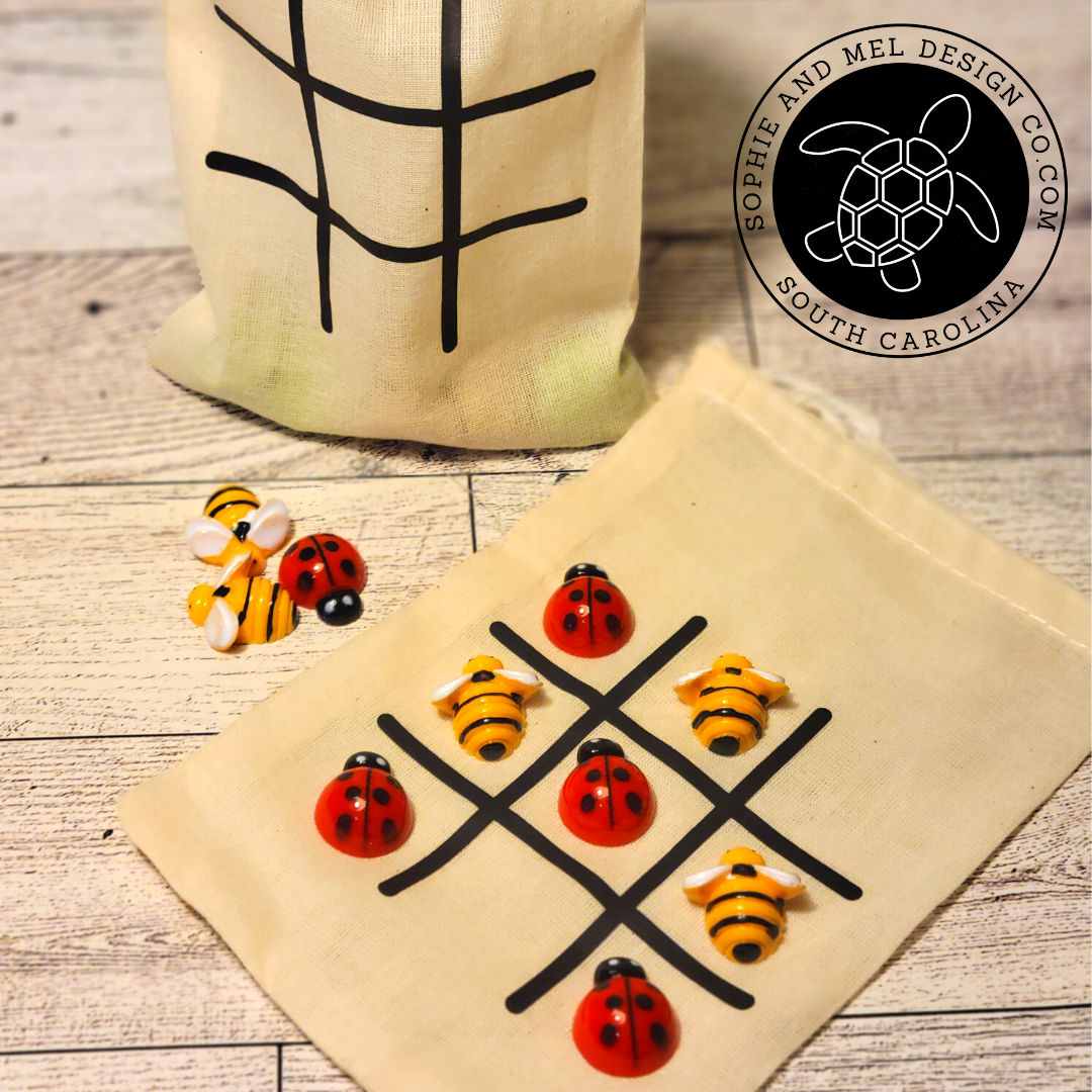 Ladybug and Bee Tic Tac Toe Game in Travel Bag