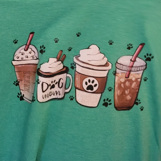 Dog Mom + Coffee on Forest Green Tee